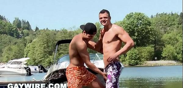  GAYWIRE - Rudy Black and Robert Have Public Gay Anal Sex On The Boat!
